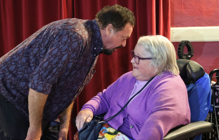 Image: Rosie, a St Helena Hospice patient, meets Jay Osmond