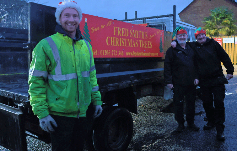 Image: George Smith delivering Christmas trees to St Helena Hospice