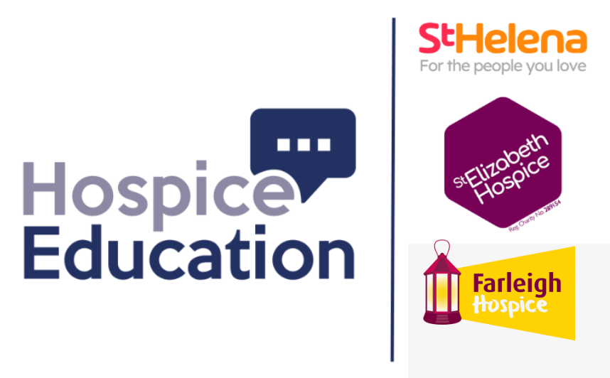 Hospice Education, St Helena, St Elizabeth Hospice, Farleigh Hospice logos