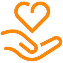 Icon of hand holding heart