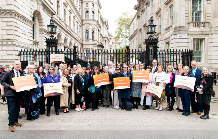 Image: hospice leaders and frontline staff join Day of Action to call for fair funding for hospices