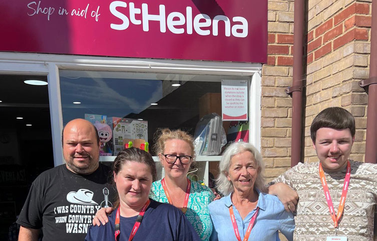 Image: Staff and volunteers at the St Helena Brightlingsea shop