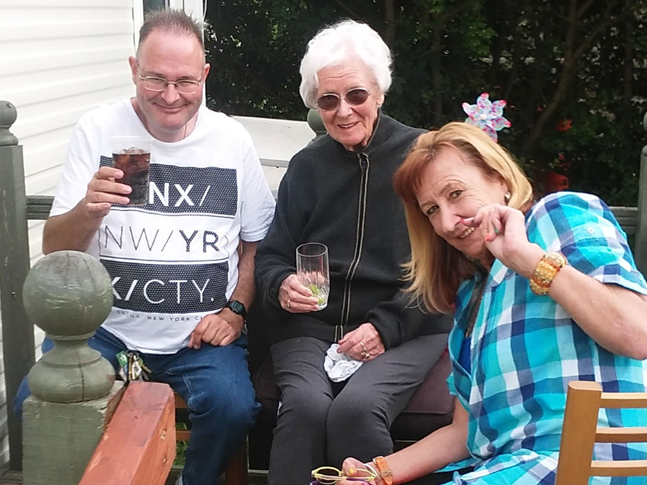 Image: Karen with her family; Karen has pledged to leave a gift in her Will to St Helena Hospice