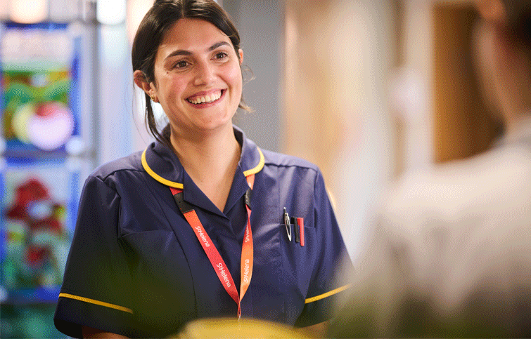 A St Helena Hospice nurse smiling