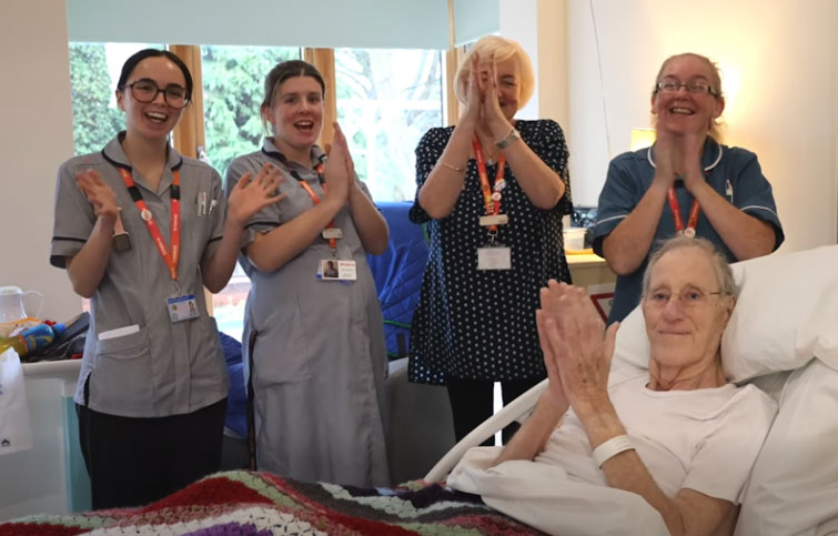 Image: Ian Armstrong with St Helena Hospice nurses