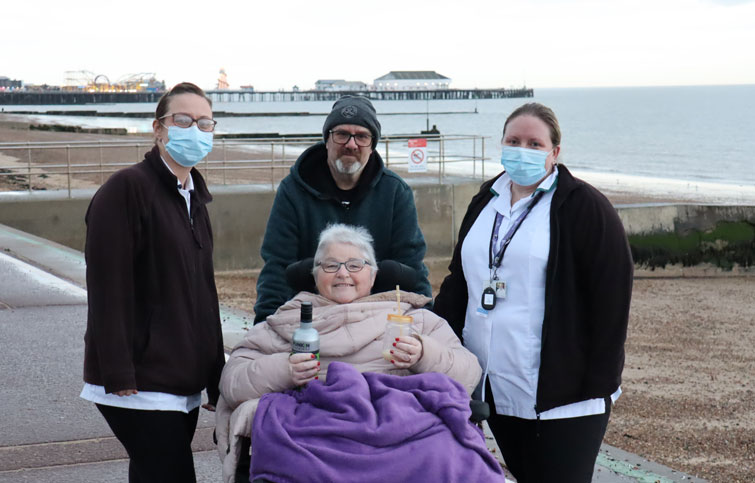 Image: Rosie had a visit to the seafront with St Helena Hospice rehabilitation team