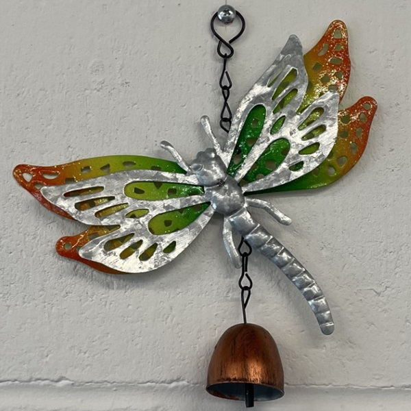 Roots & Shoots Orange and Silver Dragonfly Windchime