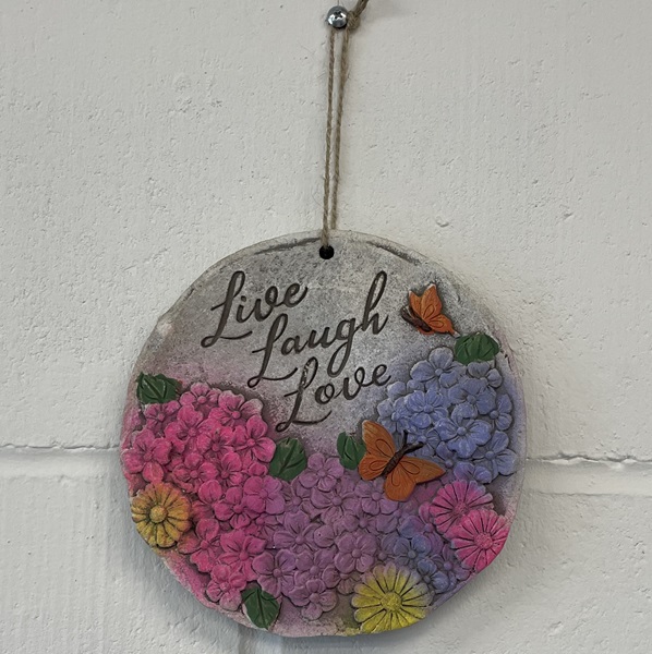 Roots & Shoots "Live, Love, Laugh" Garden Plaque