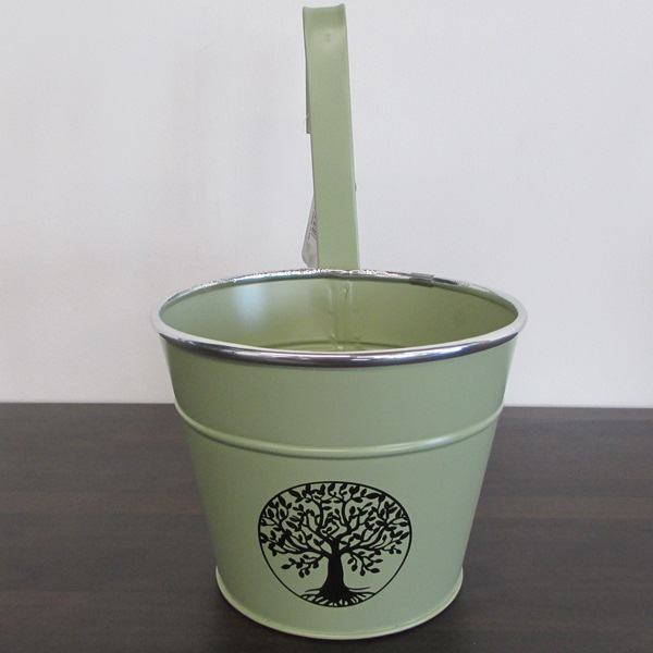 Sanctuary Hanging Bucket Planter, Green