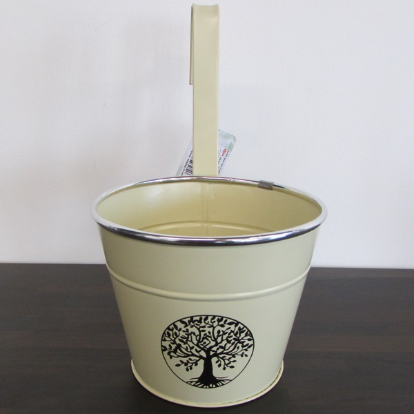 Sanctuary Hanging Bucket Planter, Cream