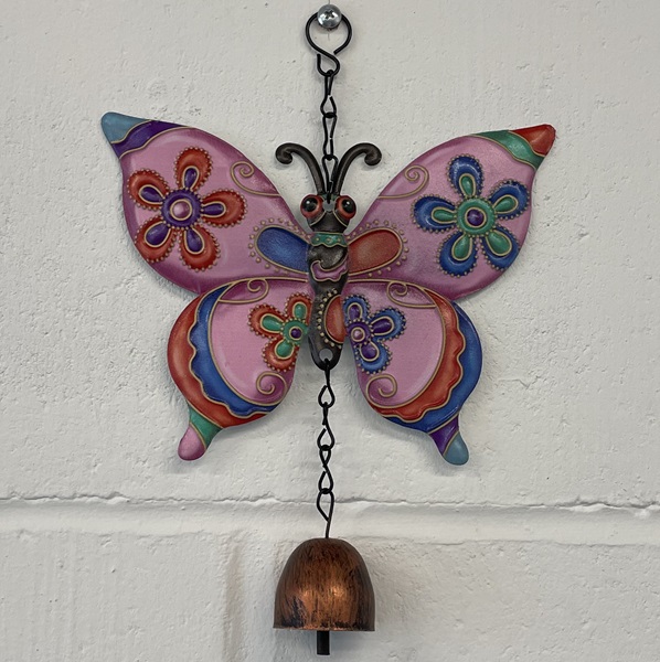 Roots & Shoots Bright Pink Butterfly Windchime